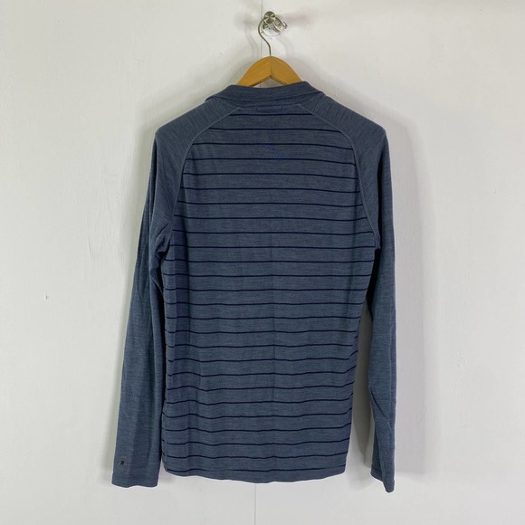 Smartwool Merino Wool 1/4 Zip Base Layer Top Shirt Stripes Mens XL - Picture 2 of 10
